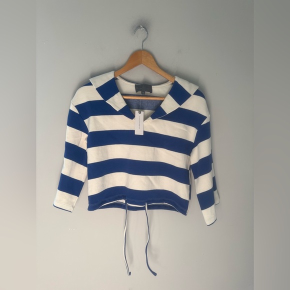 Anthropologie Maeve Polo Top collar Sundays in Brooklyn stripe XXS XS Small - Picture 4 of 6